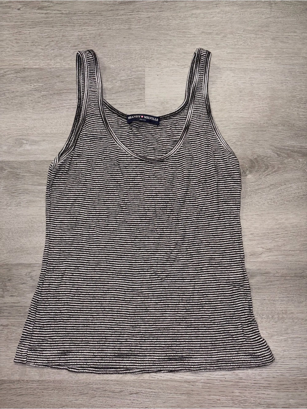 Brandy Melville Black & White Striped Ribbed Tank